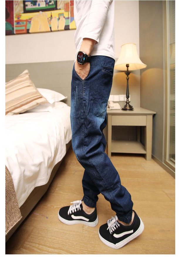Mùa thu và mùa đông dày cộng với quần jean nhung nam cỡ lớn dầm chân co lại quần legging chân quần Harlan Long triều quần nam quần áo nam hàng hiệu