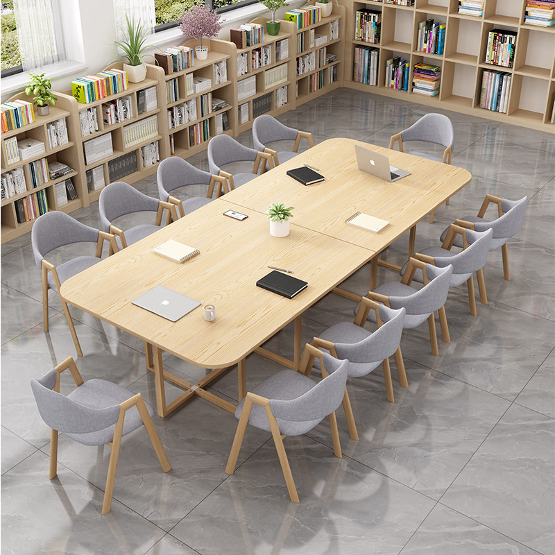 Brief Modern Office Reception Guests Large Training Conference Table And Chairs Library Reading Room Strip Table And Chairs Combination-Taobao