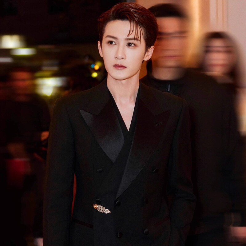 Tan Jianci Celebrity-Inspired Black Double-Breasted Suit for Men, Business Casual, High-End Feel, Fashionable Banquet Blazer