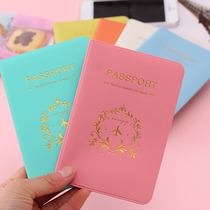 South Korea Candy Color Passport Protective Sheath PU Leather Passports Clip Document Bag Passport Bag Multifunction Machine Ticket Holder