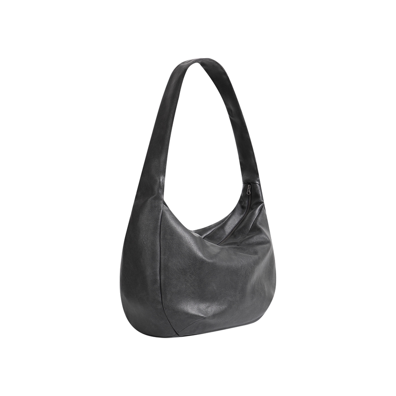 [Same Style as Bai Jingting] Pure2 (Puresquare) Washed Distressed Crossbody Pleated Leather Hobo Bag
