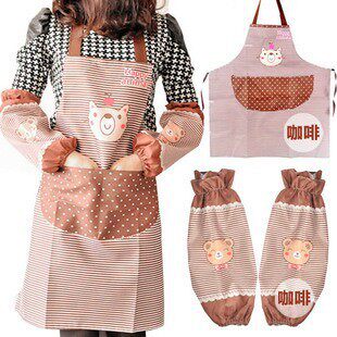 Furniture Supplies Cartoon Small Bear Sleeve Long Sleeve Waterproof Apron Hood Suit Suit for men and women