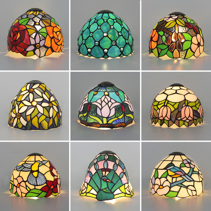 American-Style Vintage Tiffany Stained Glass Lampshade for Living Room, Dining Room, Study, Small Table Lamp, Lampshade Diameter 20cm American-Style Vintage Tiffany Stained Glass Lampshade for Living Room, Dining Room, Study, Small Table Lamp, Lampshade Diameter 20cm