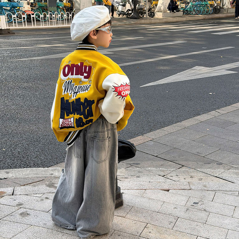 Boys' Cool Baseball Jacket 2026 Spring New Children's American Style Street-Style Loose Coat Boys' Top Jacket