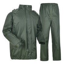 Olive green split raincoat rain pants with back pocket waterproof cycling running breathable turn-in bag rescue suit