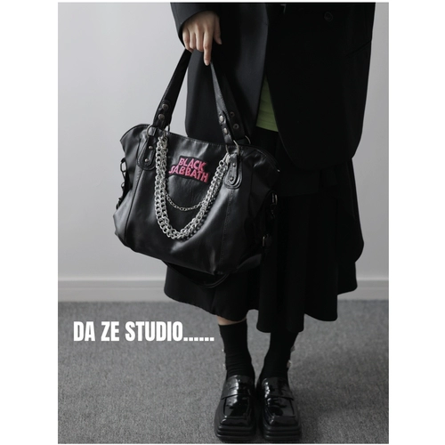 Вместительная и большая сумка через плечо, черная сумка на одно плечо