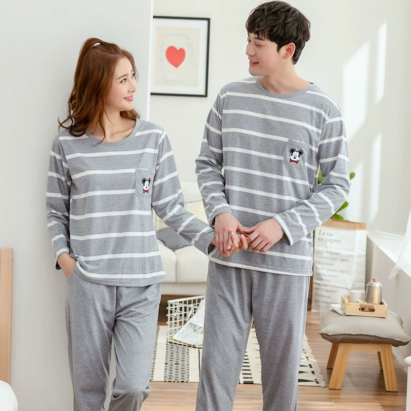 Bộ đồ ngủ cotton mùa thu đông nữ dễ thương 2018 phiên bản Hàn Quốc mới của cặp đôi dịch vụ tại nhà cho nam bộ đồ dài tay