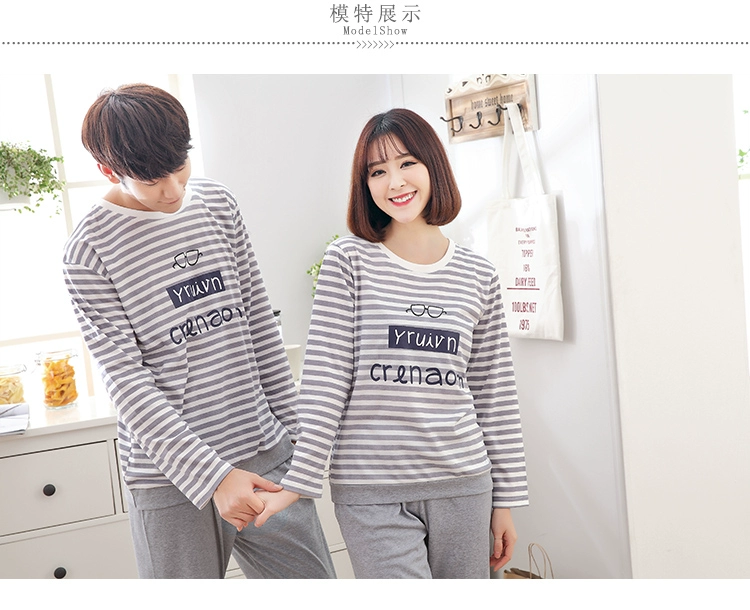 Bộ đồ ngủ cotton mùa thu đông nữ dễ thương 2018 phiên bản Hàn Quốc mới của cặp đôi dịch vụ tại nhà cho nam bộ đồ dài tay