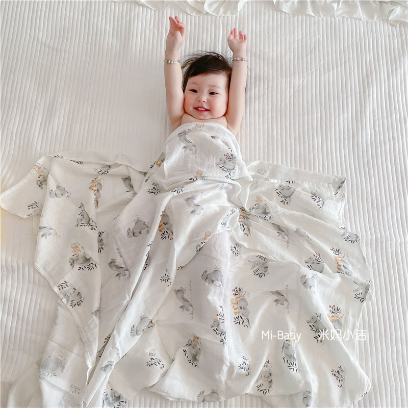 muslin baby single layer gauze wrap towel baby bamboo cotton cotton cloth small quilt generous towel cover blanket Summer thin