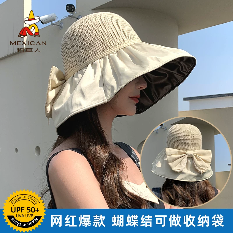 Scarecrow Hat Women's Summer Sun Protection UV Fisherman Hat Face Covering Vinyl Sun Hat Large Brim New Style
