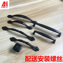 Aluminum alloy handle modern simple cabinet handle wardrobe door handle black handle chest of drawers door black handle