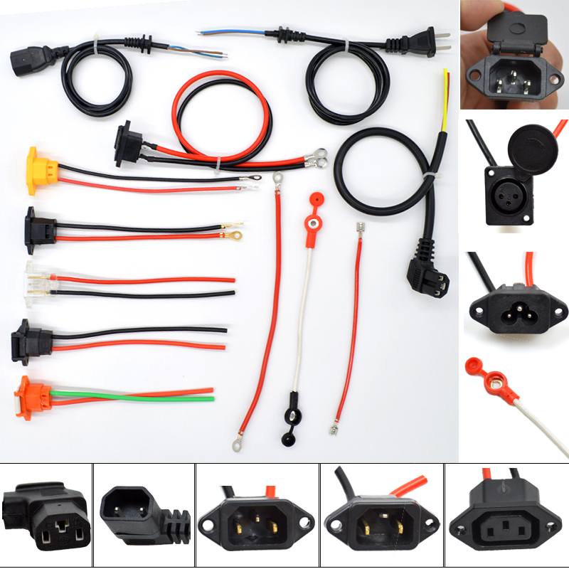 Electric vehicle battery cable plug three-hole seat elbow line Charging port Charger output and input cable with waterproof cover