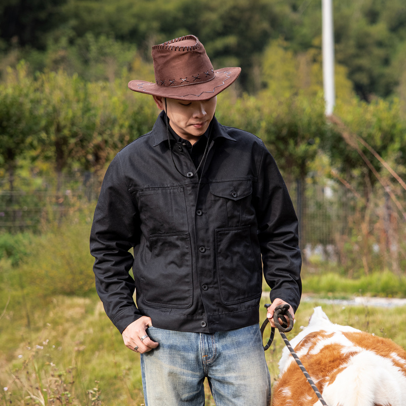 Red Wind American Retro Workwear Jacket for Men, Spring Hunting Cruiser, Yellowstone Big Cousin Canvas Oil Wax Jacket