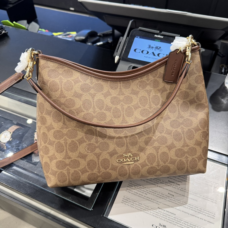 Yanyan Guoxian Coach Laurel Monogram Large-Capacity Hobo Bag Single Shoulder Underarm Crossbody Bag