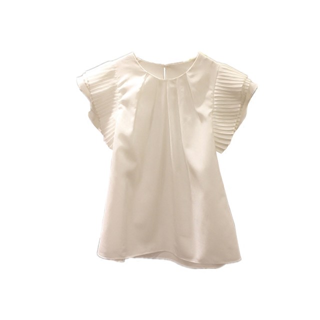 Chiffon shirt women's short-sleeved 2024 summer new style sweet flying sleeves small fresh shirt ruffled style top