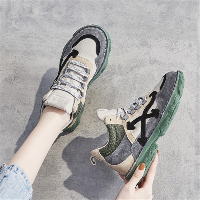 Tide Cards High Cylinder Old Daddy Shoes Woman 2022 Spring Autumn New footfall small non-slip breathable Fashion casual 100 lap women's shoes