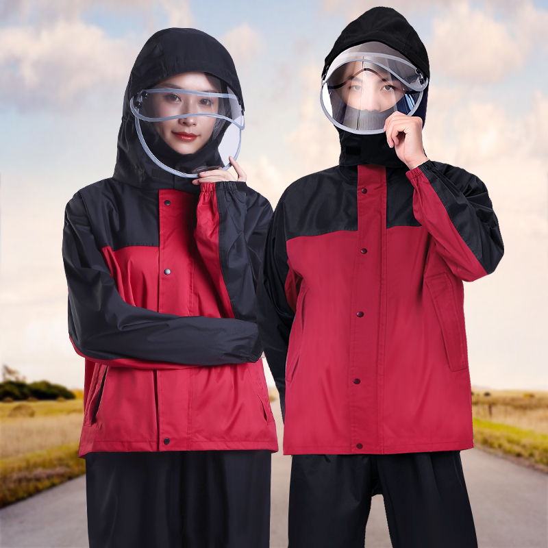 Raincoat and Rain Pants Set, Thickened, Two-Piece, Full-Body Rain Protection for Women and Men, Adult Waterproof Cycling Rainwear