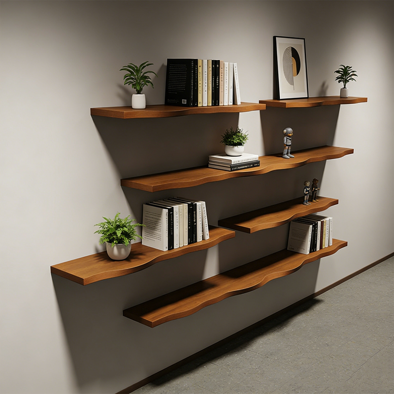 Solid Wood Wall-Mounted Shelf for Living Room, Wall Display Rack for Bedroom Entryway, Decorative Storage Shelf, Bookshelf, Shelf