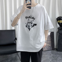 2021 Summer new t-shirt mens fashion trends 100 hitch short sleeve mens boomers loose 50% and half sleeve mens clothes