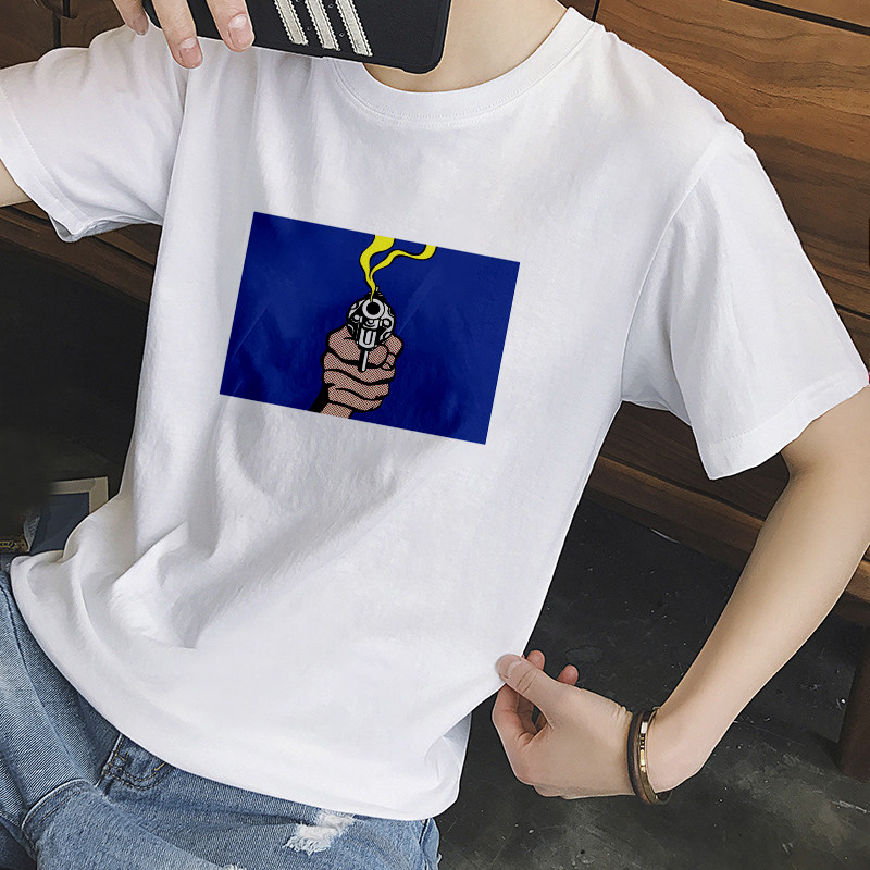 Short Sleeve T-Shirt Male Port Wind Ins Tidal Signs Net Red Tides Men Mix Students Personality Fashion Easy Original Juku Super-Fire Cec 