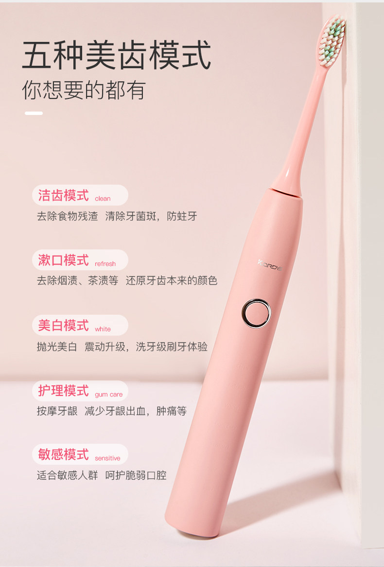德国 科蒂斯 充电式声波电动牙刷 进口抑菌刷毛 IPX7级防水 图5