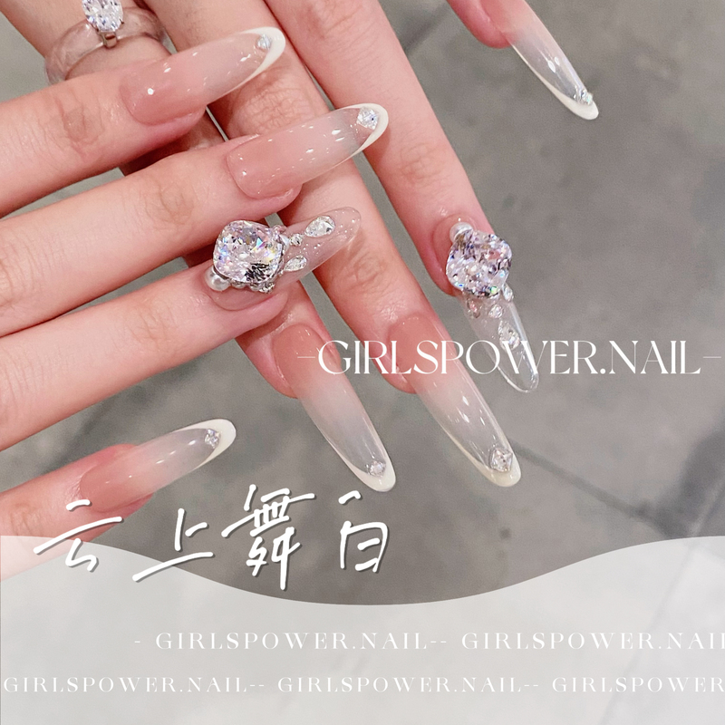 【Cloud Dance White】Girlspower Designer Niche Handmade Wearable Nails