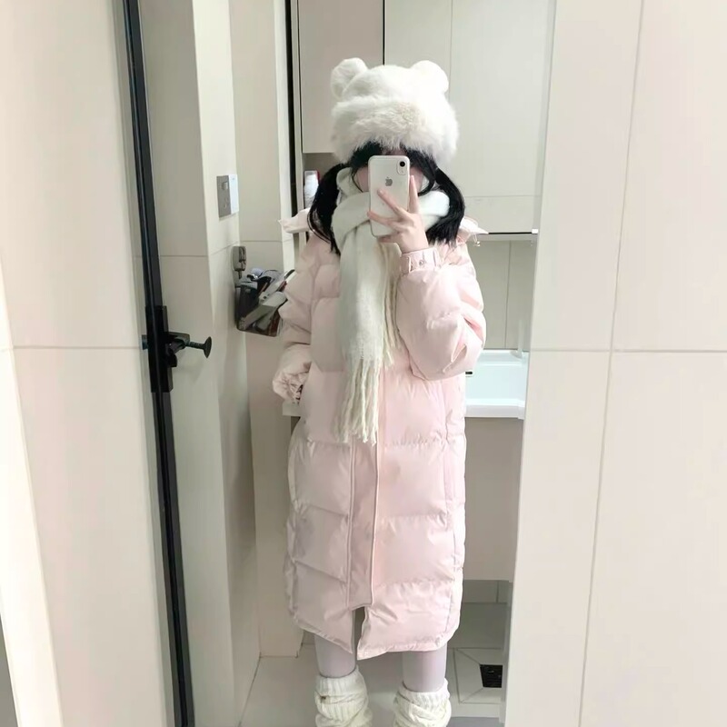 Long down Cotton Coat for Women, Winter 2025 New Style, Chinese Style, Korean Version, Over-The-Knee, Thickened, Loose-Fitting Student Cotton Jacket