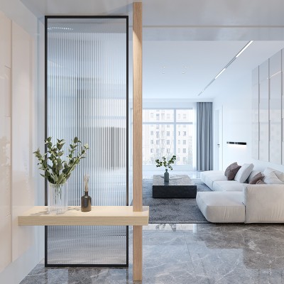 Changhong glass screen modern minimalist entrance partition blocking wrought iron stainless steel decoration bathroom living room porch