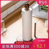 Chuxin kitchen paper towel rack punch-free light luxury solid wood Japanese roll paper rack special paper towel cling film storage vertical