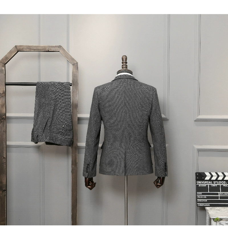 Bộ đồ len dày xương cá phù hợp với tweed tweed hunter ba mảnh Anh retro