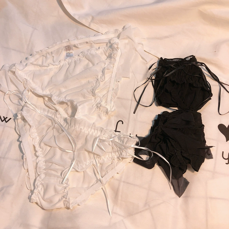 2 丨 Quần lót màu đen và trắng của nàng tiên nhỏ Nhật Bản quần lót trắng lưới hai chiều ngọt ngào và tươi mát - Cặp đôi