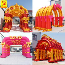New bronzing inkjet European wedding inflatable arch Wedding flower Store shop opening celebration Rainbow door