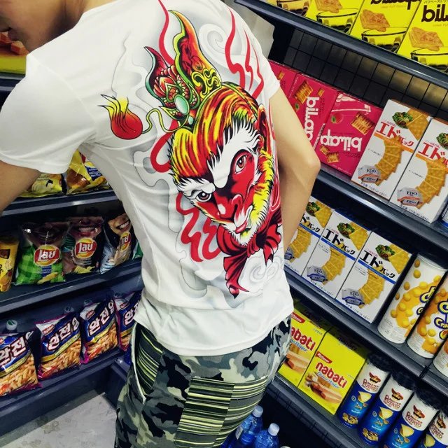 Thiếu niên mùa hè ngắn tay T-Shirt nam giới với mô hình rồng mùa hè junior học sinh trung học đẹp trai nhìn quần áo tốt triều