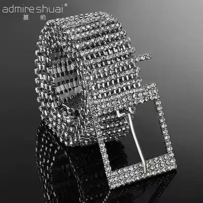 Trendy new luxury ten rows of Diamond Diamond diamond inlaid crystal accessories Diamond waist fashion rhinestone belt women