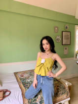 Small sub-bow tie harnesses vest woman 2020 summer outwear sexy sleeveless short inside lap machine blouses