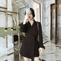 Comfortable in a small sub-suit womens spring and autumn loose and thin casings with long lace black small suit Temperament Jacket