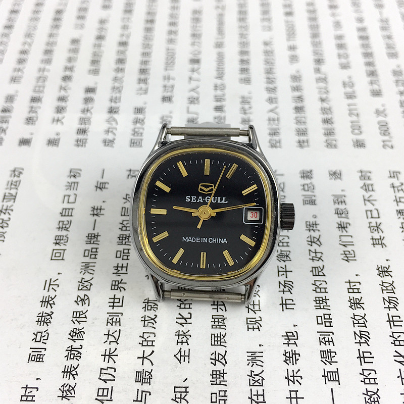 Original Clothing Stocks Tianjin Watches Factory Produce Seagull Signs Square Black Shell Black Noodle Single Calendar Lady Mechanical Watches