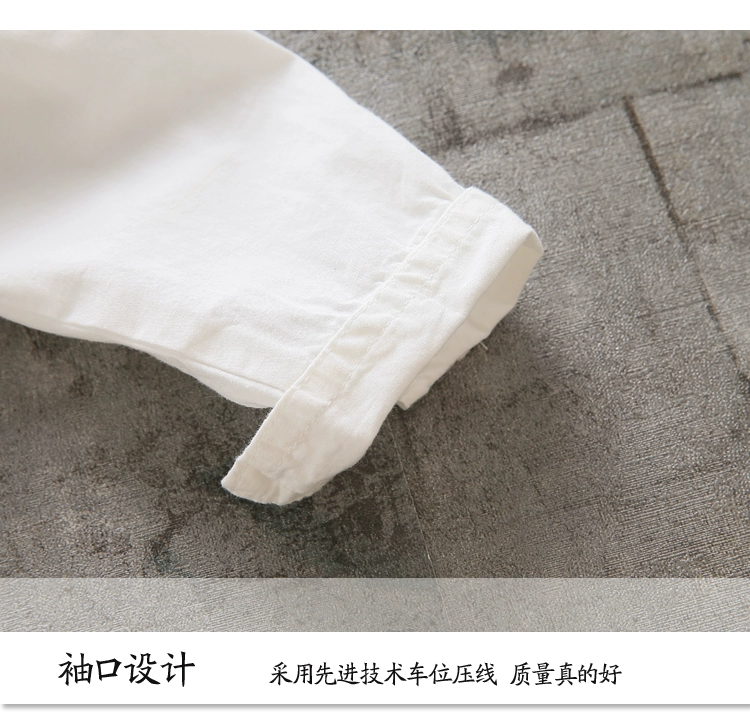 2018 bé trai mùa xuân và mùa thu trẻ em đáy lớn bé sơ mi dài tay cotton trắng áo sơ mi trẻ em giản dị áo sơ mi bé trai 7 tuổi