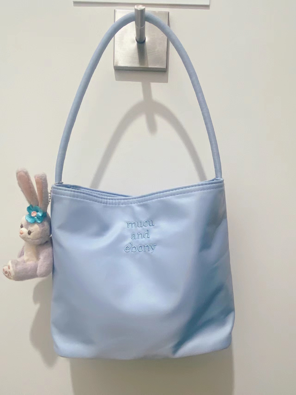 Korean Large Zipper Fashion Embroidered High-Elastic Waterproof Nylon Versatile Underarm Shoulder Women's Bucket Bag