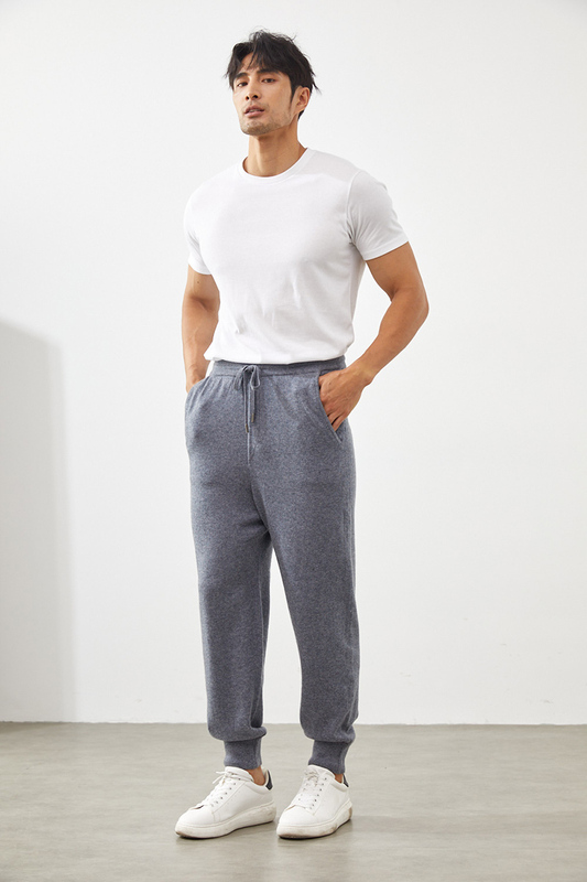 Autumn and Winter Men's Jogger Knit Sweatpants, Loose-Fitting Cashmere Casual Sports Knit Pants for Outdoor Wear
