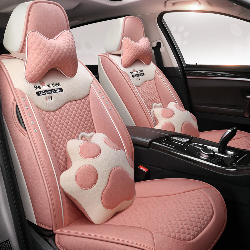 Car seat cushion Four Seasons Universal Cartoon Full Surround Linen Craft Seat Cover 21 Goddess Spring Special Seat Covers