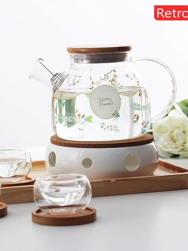 Термостойкий прозрачный глянцевый фруктовый чай, заварочный чайник, послеобеденный чай, чайный сервиз, фруктовый комплект, свеча