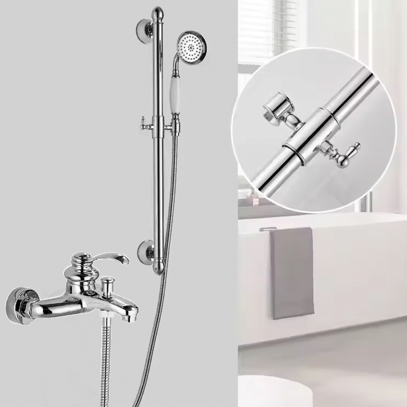 Bathtub Faucet Copper Hot and Cold Shower Faucet Bathroom Shower Set with Adjustable Rod Water Mixer Valve Triple Set Bathtub Faucet Copper Hot and Cold Shower Faucet Bathroom Shower Set with Adjustable Rod Water Mixer Valve Triple Set