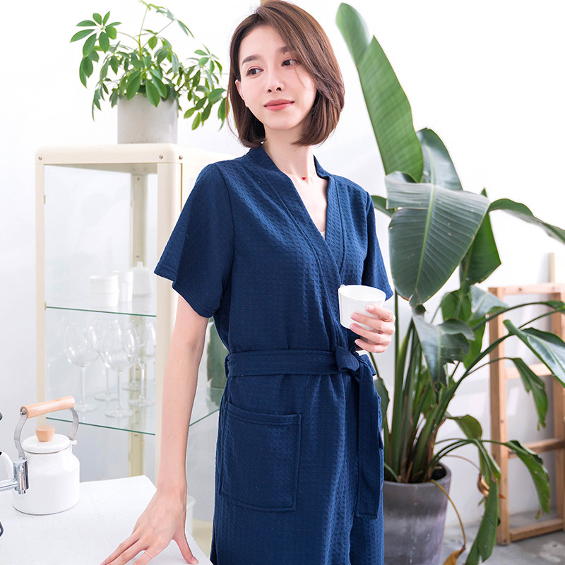 Summer thin nightgown women's short-sleeved couple kimono dressing gown men's absorbent quick-drying special bathrobe for hotel beauty salon