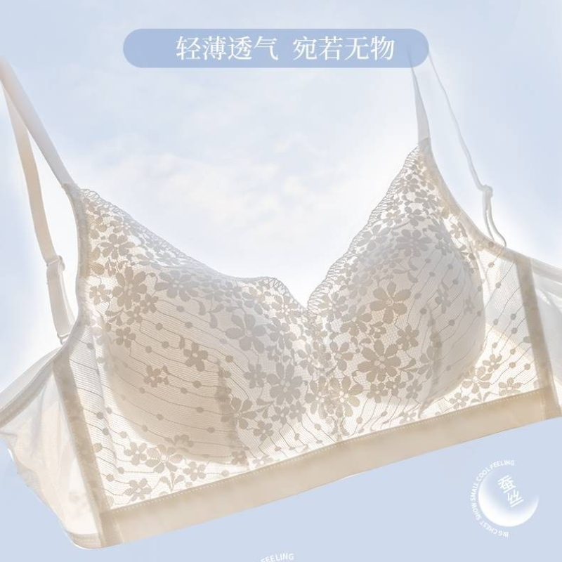 Victory Luccery Silk Lingerie ~ Wireless and Ultra-Thin ~ Breathable Lace Bra