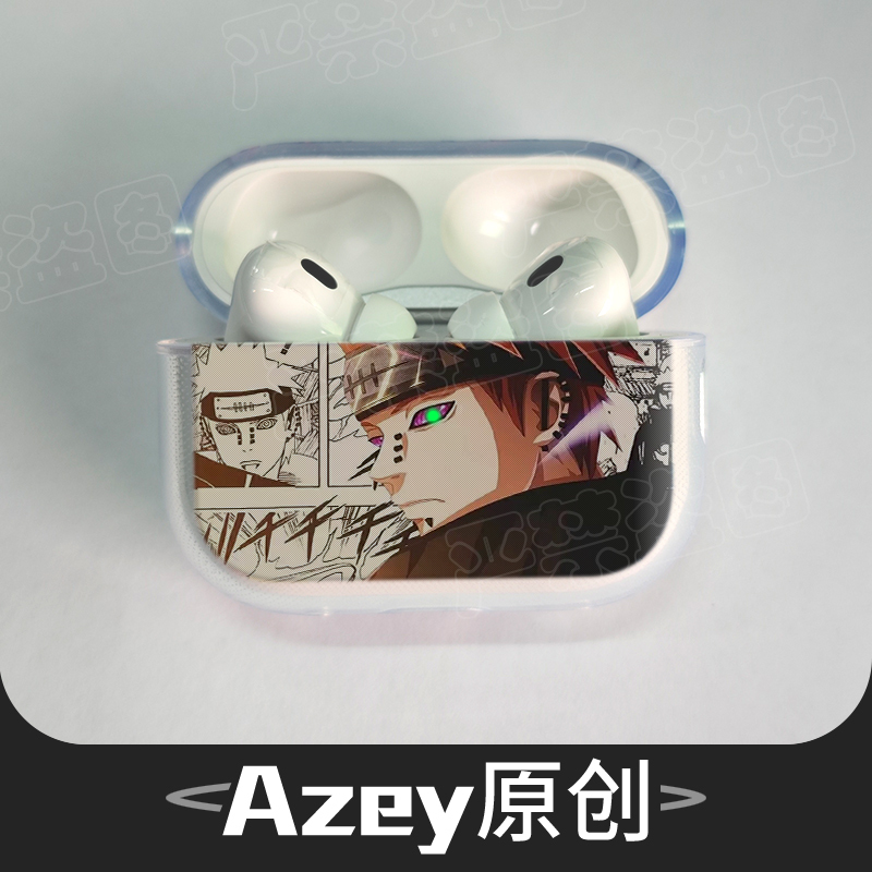 Azeyao Naruto Anime Compatible Apple AirPods 2/Pro/3 Generation Wireless Earphone Soft Case Protective Cover Second Generation Transparent Light-Up Soft Earphone Case Pro2