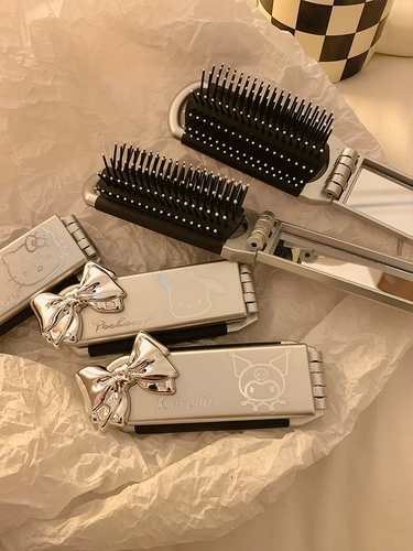 Мультяшная портативная расческа, складной кушон, зеркало, массажер, маленькая подушка безопасности