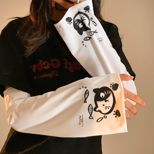 Милый летний защитный рукав, шелковые нарукавники для школьников для велоспорта, свободный крой, защита от солнца