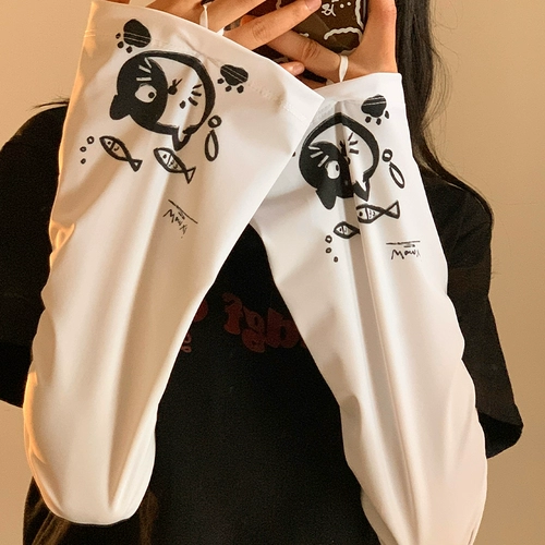 Милый летний защитный рукав, шелковые нарукавники для школьников для велоспорта, свободный крой, защита от солнца