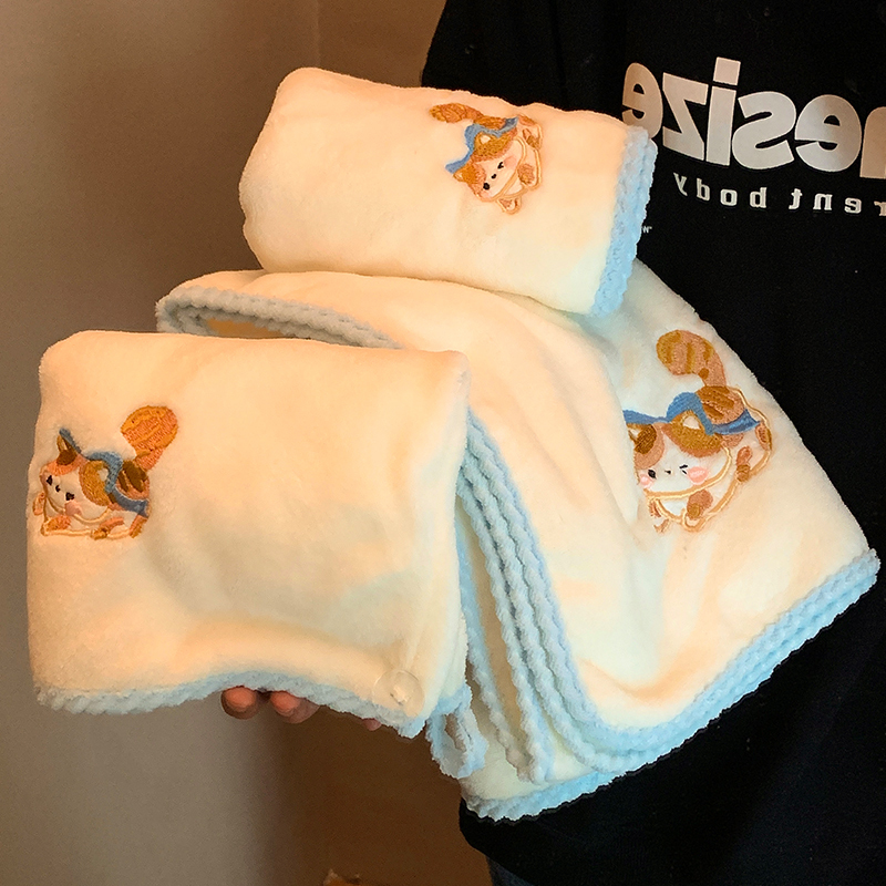 Cute Embroidered Cat Bath Towel for Women, Absorbent and Quick-Drying, Adult Bath Wrap Towel, Hair Drying Cap Set, 2026 New Model